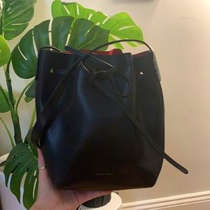 Mansur Gavriel Mini Bucket Bag in Black/Red